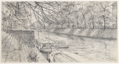 28133 Gezicht op de Stadsbuitengracht te Utrecht uit het noorden vanaf de Rijnkade bij de Catharijnebrug, met links op ...